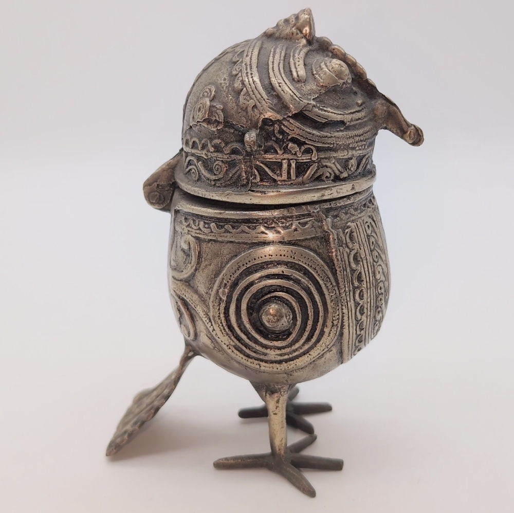 Dhokra Owl Intricate Metal Bird Sculpture Box Vintage India - Picture 4 of 9